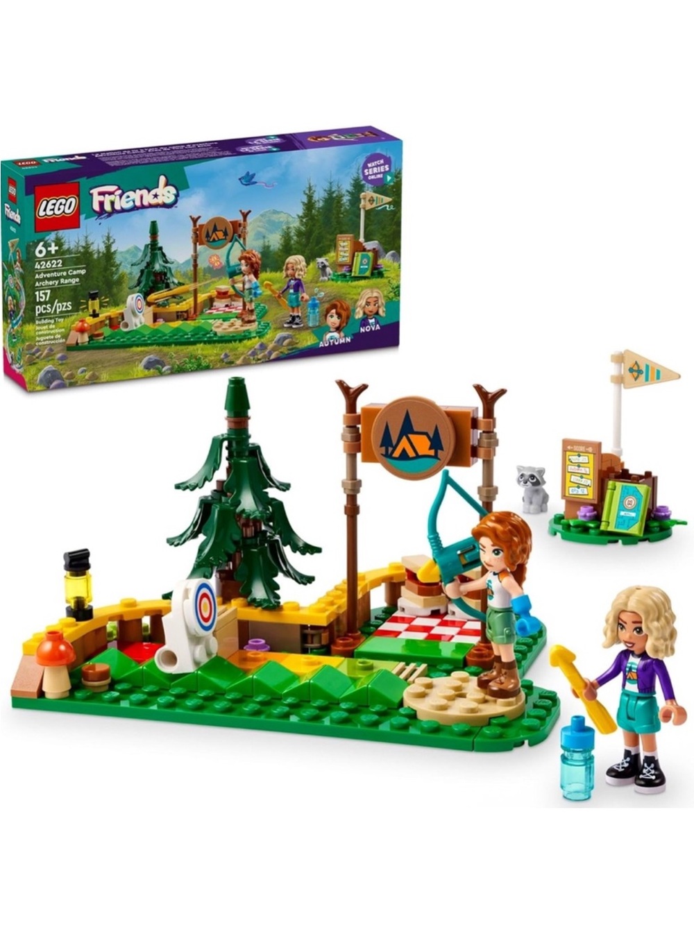 LEGO 42622 Friends Adventure Camp Archery Range Set with 2 Mini Dolls & Raccoon